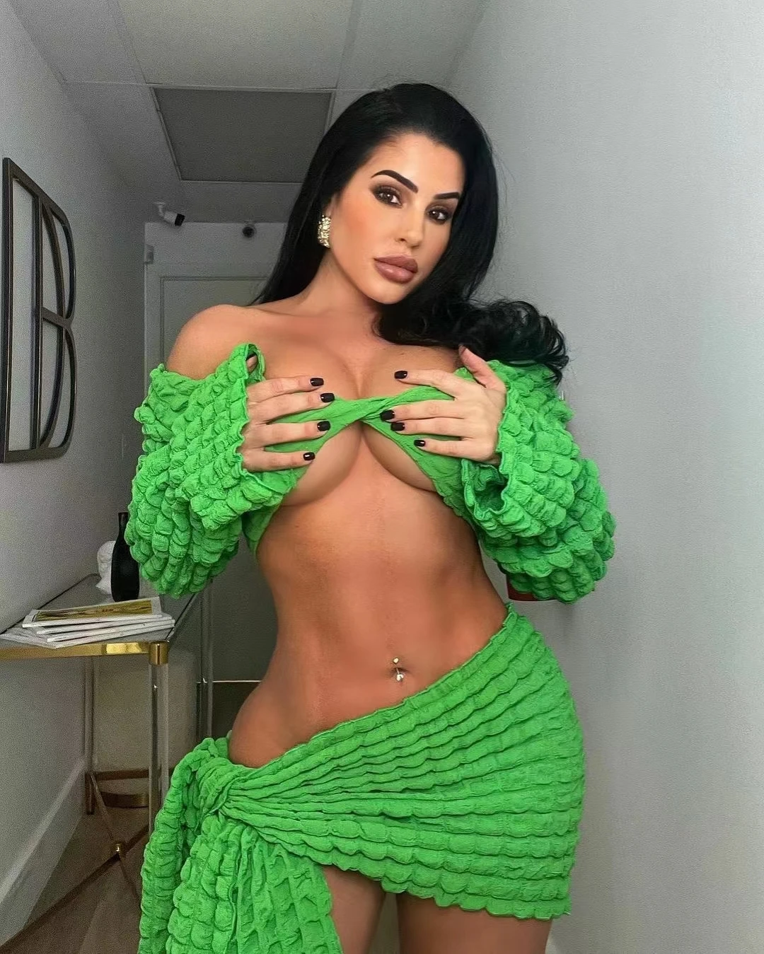 

Женский комплект из юбки и топа, элегантный однотонный комплект из двух предметов с вафельным верхом и эластичной юбкой из пузырчатой ткани для клувечерние