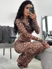 Women's Summer 2025 Leopard Print Mesh Dress Sexy O-neck Long Sleeve See-through Slim Fit Streetwear for Holiday Parties 4