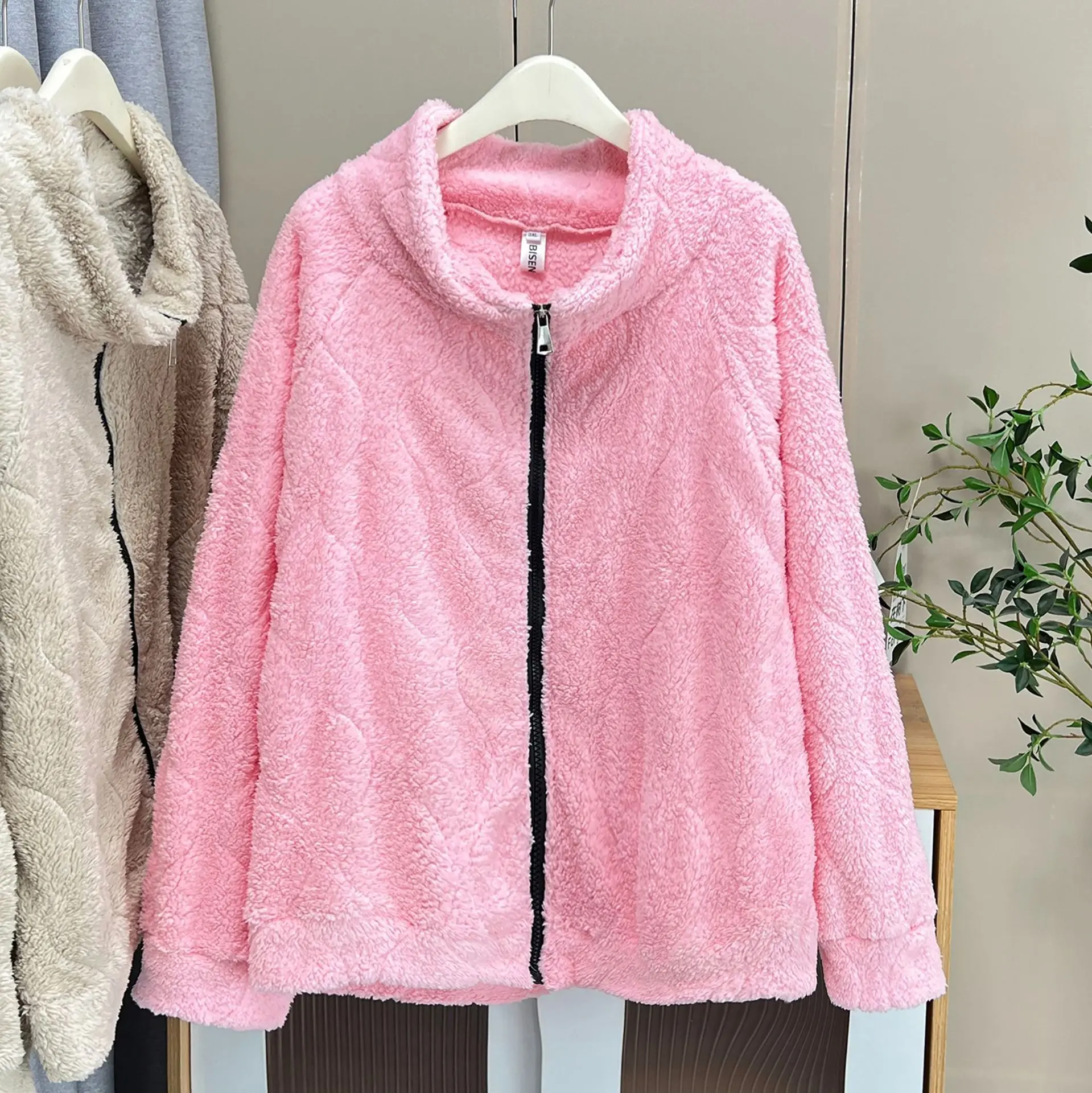 XXXXXL Fashion Plus Size Women's Coat New Casual Embossed Plush stand-up Collar OUTERWEAR For Autumn And Winter 2025