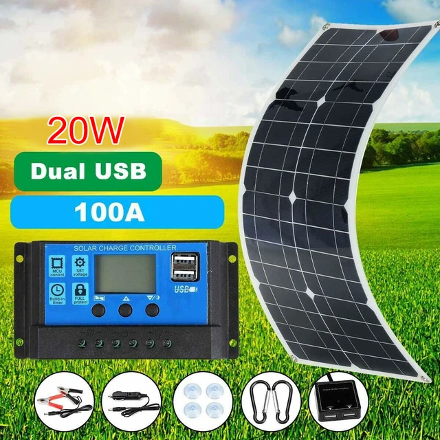 300W Panneau Solaire 12V Chargeur Batterie + 50A-100A Contrôleur