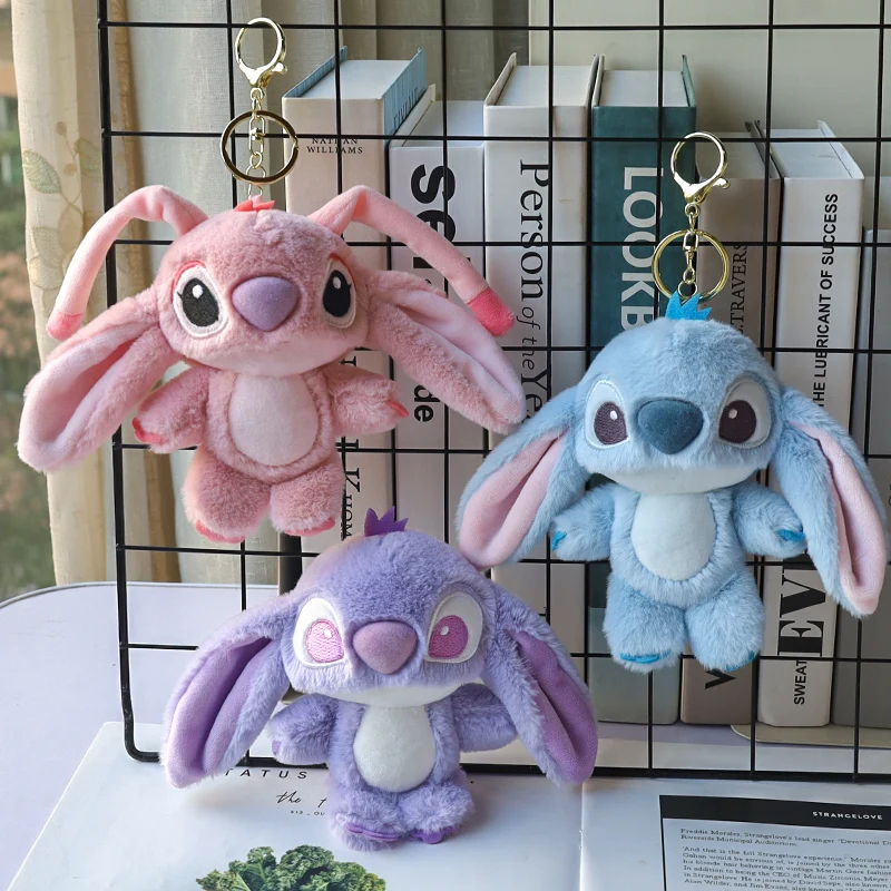 Disney-llaveros de dibujos animados de Lilo & Stitch para niña y niño,  12cm, y Angel Stitch, bolsa colgante, regalo de cumpleaños - AliExpress