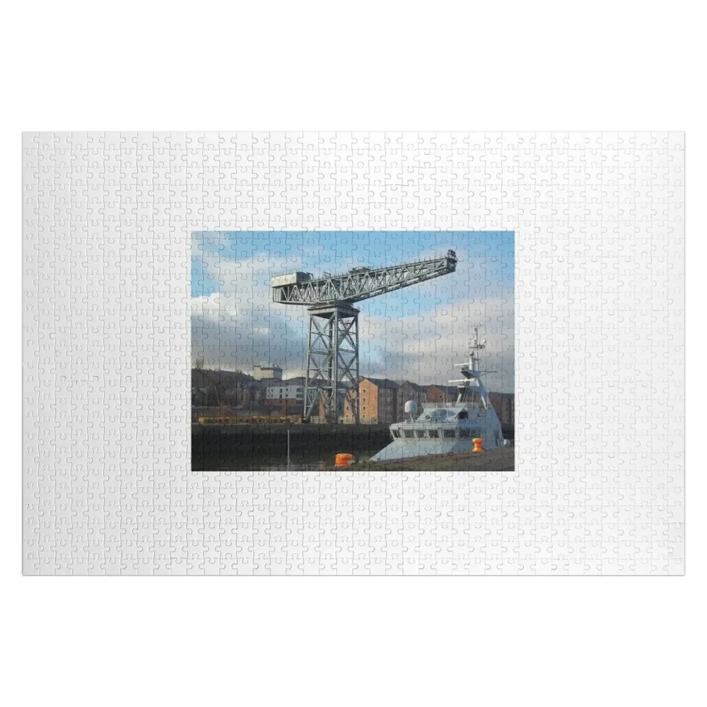 

James Watt Dock Greenock Inverclyde with Crane and ship Jigsaw Puzzle Wooden Decor Paintings Wooden Animal Puzzle