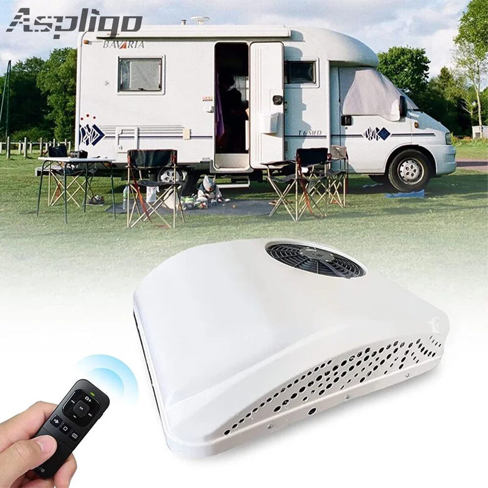 

Aspligo Fully Electric 12V 24V DC Rooftop RV Air Conditioner Camper Heat and Cool Air Conditioning For Motorhome Bus Caravan Hot