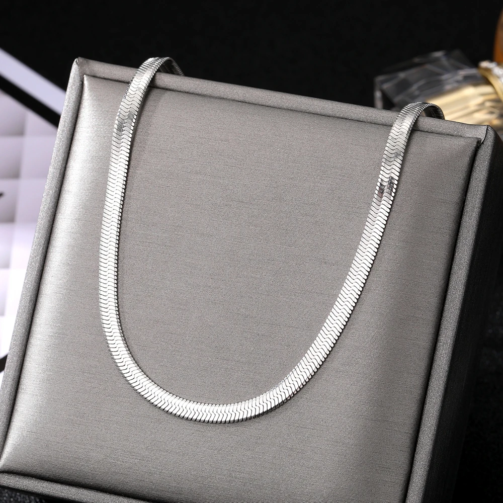 Unisex Snake Chain Stainless Steel Necklace IPARAM Gold Silver Color Chains Choker Jewelry Gifts for Women Men
