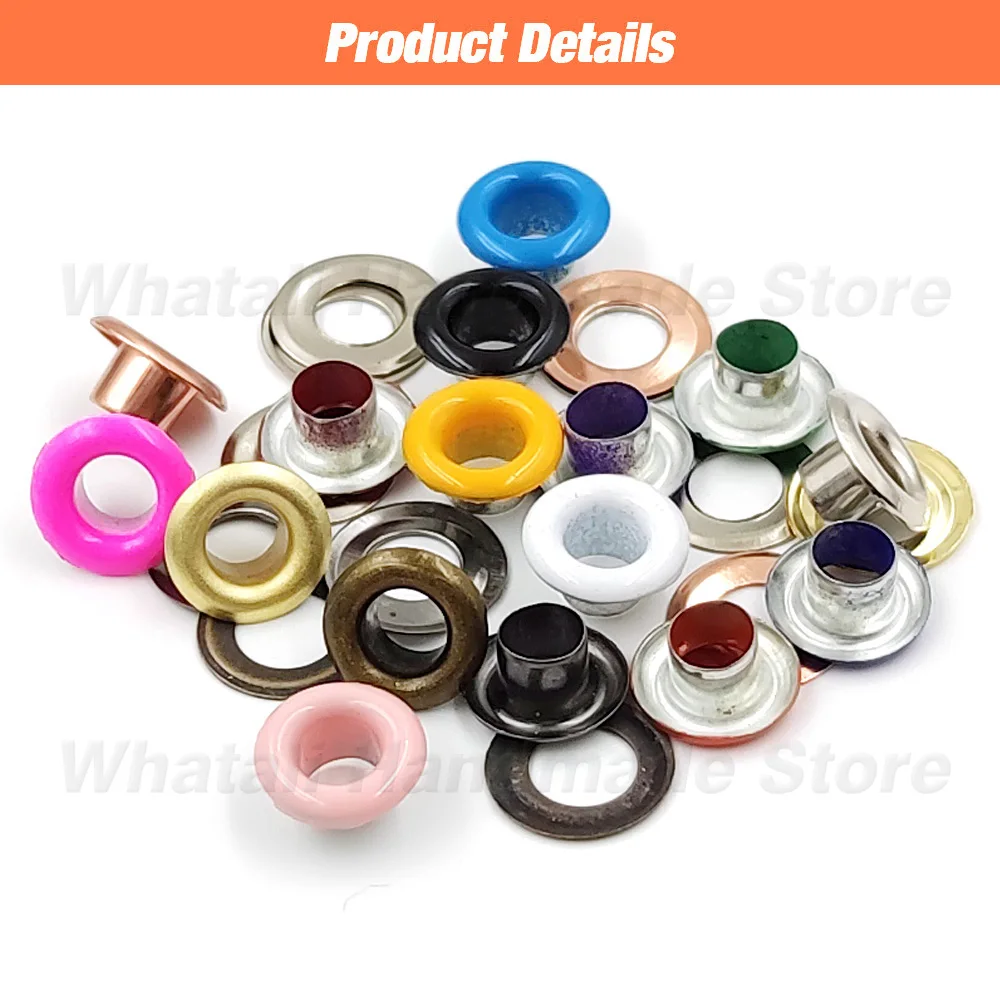 Description Picture 5 of item100 Sets 4mm Metal Eyelets Grommet Ring With Washer Multicolor For Scrapbooking Shoes Belt Cap Bag Tags Clothes DIY Leathercraft