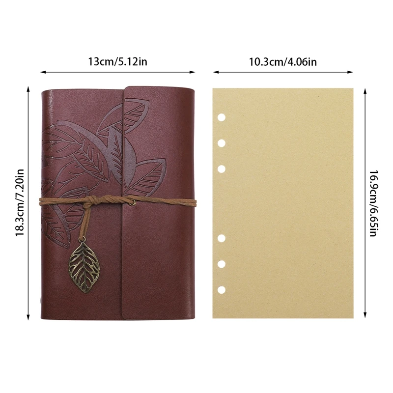 PU couro solto folha Notepad, viajantes Vintage Binder Notebook, em branco Kraft Diário, Journal Sketchbook, Material de escritório, A6