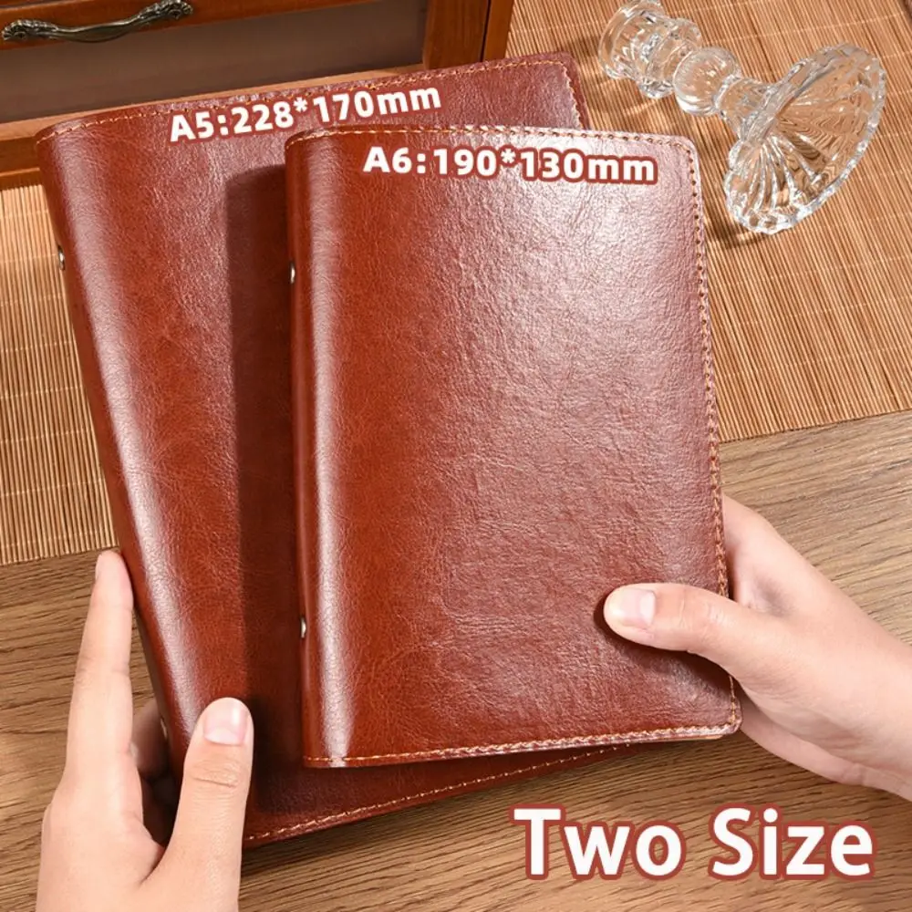 새로운 A5/A6 노트 루즈리프 PU 가죽 다이어리 북 탈부착 가능한 쉘 바인더 노트패드 학생용