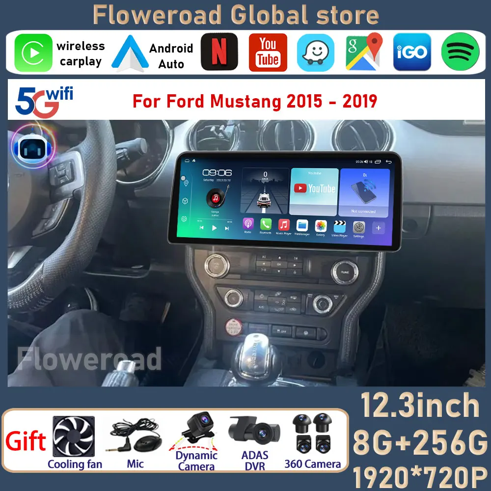 

Головное устройство Android для Ford Mustang 2015 2016-2020 автомобильная навигация Carplay GPS Радио стерео монитор мультимедийный плеер IPS видео 4G