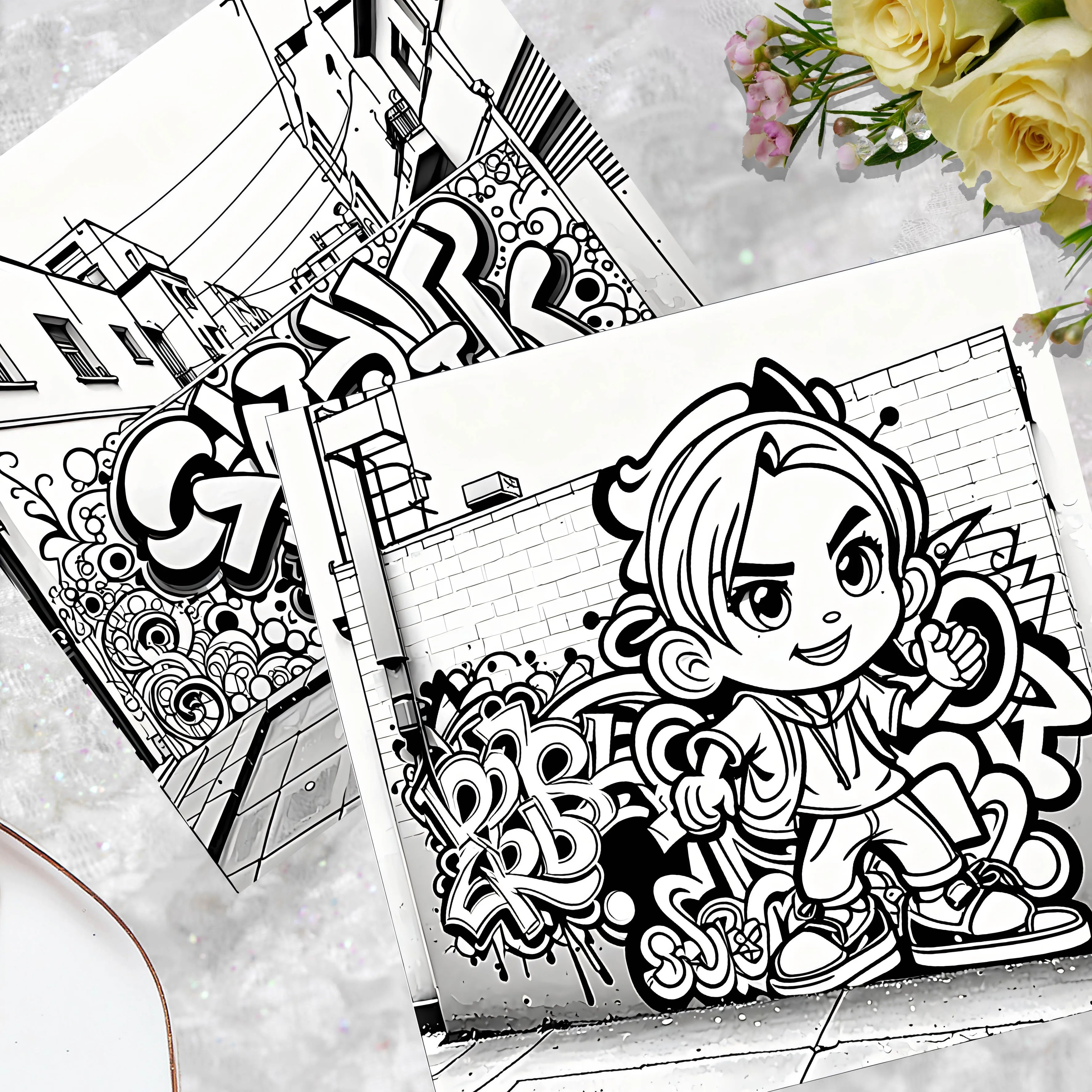 Street Art Graffiti Coloring Book for Adults – Creative Expression for Stress Relief and Relaxation