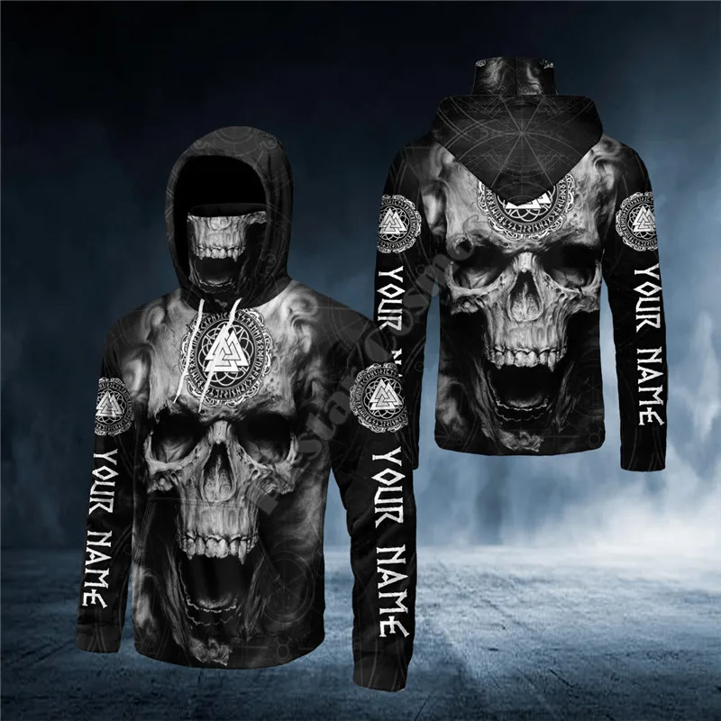 The Valknut Symbol Wolf Viking Tattoo 3D Printed Bandana Hoodie Women Men Pullover Mask Warm Halloween Gift