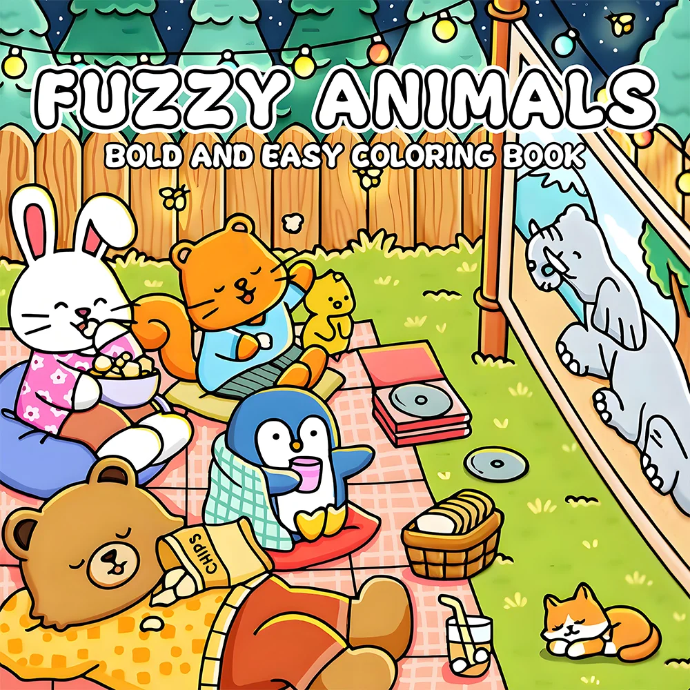 Furry Friends Gathering: Adult Picture Book - A Joyful Coloring Adventure Featuring Cute Animals in Cozy Home Settings