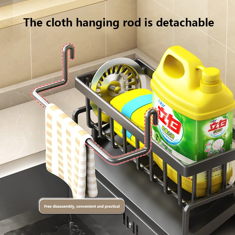 Kitchen Sink Drain Rack Organizer ABS Plastic Self-draining Sink Shelf Soap Sponge Holder Dishcloth Towel Rack filter basket