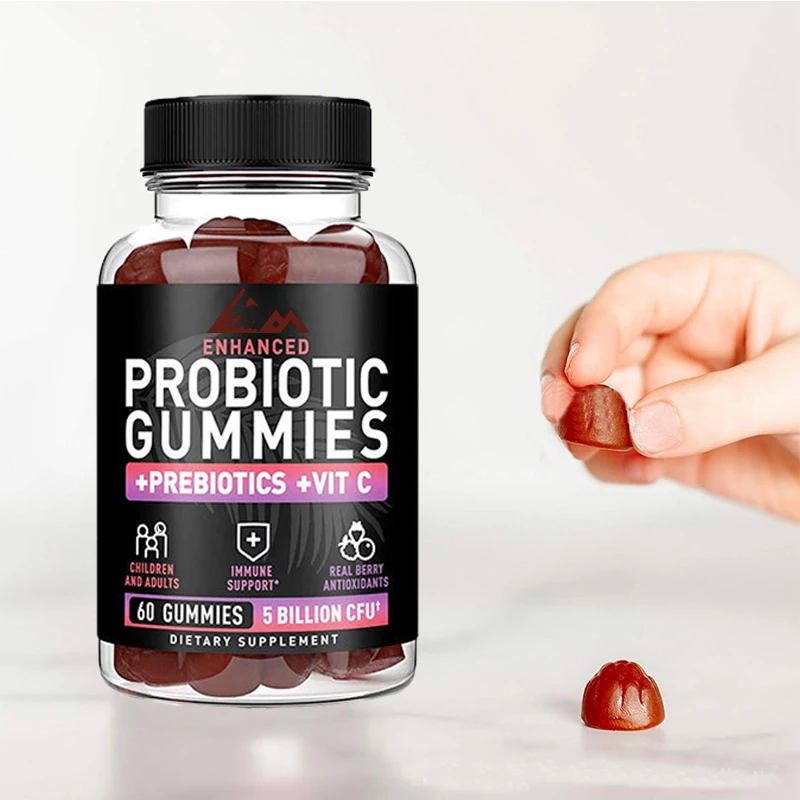 Probiotic gummies, digestive support and intestinal health, fiber, 60 gummies