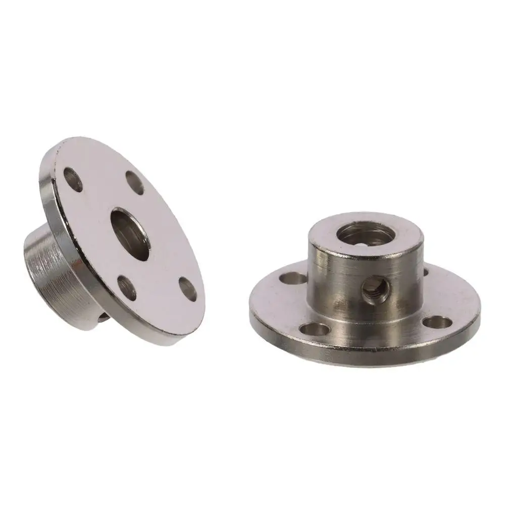 2Pcs Durable Bearing Steel Rigid Flange Silver 8mm Inner Dia Round Coupling Motor Guide Shaft Coupler DIY RC Model Motors
