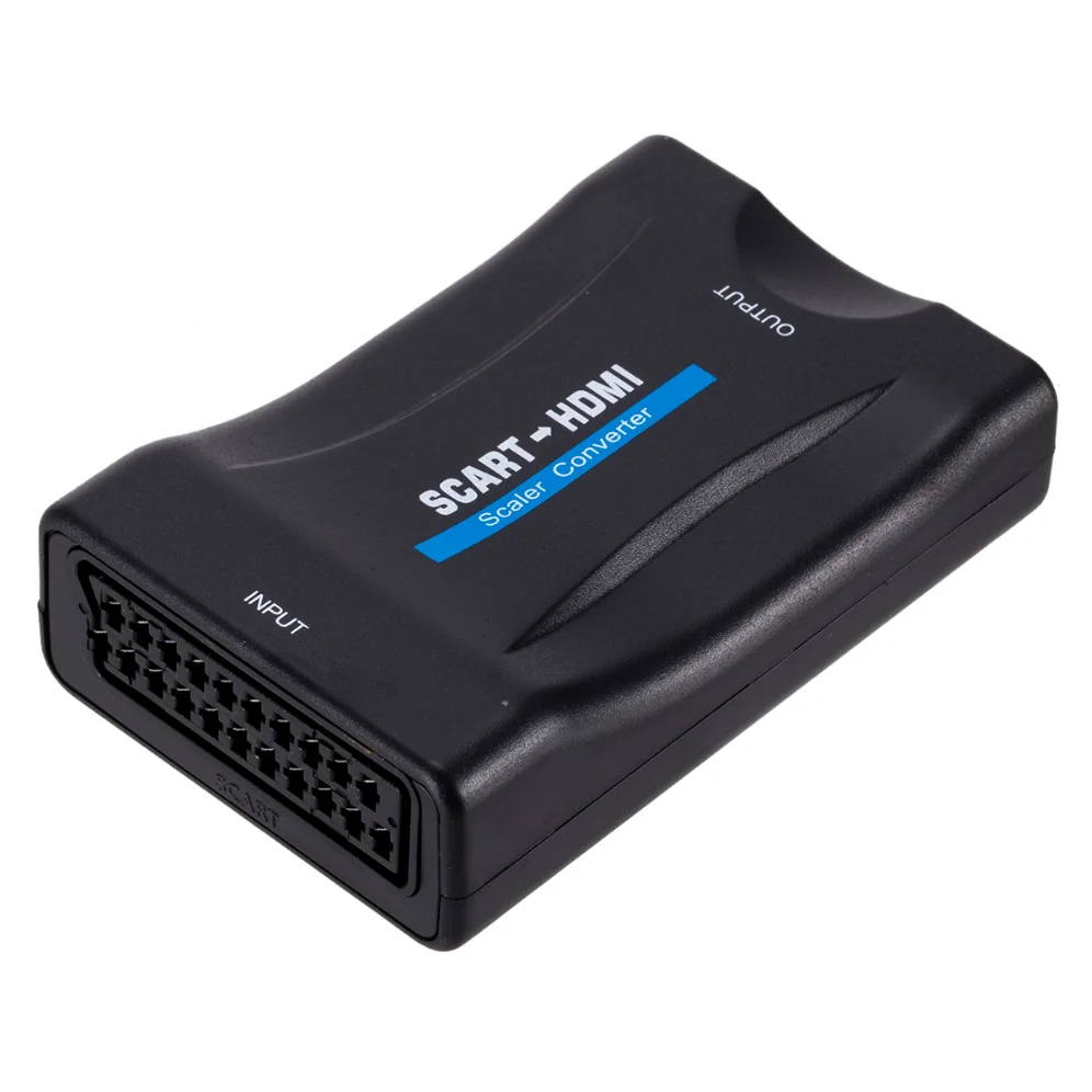 Grwibeou 1080P SCART na HDMI-kompatybilny konwerter wideo dla HDTV DVD dla Sky Box STB Plug and Play z zasilaczem DC