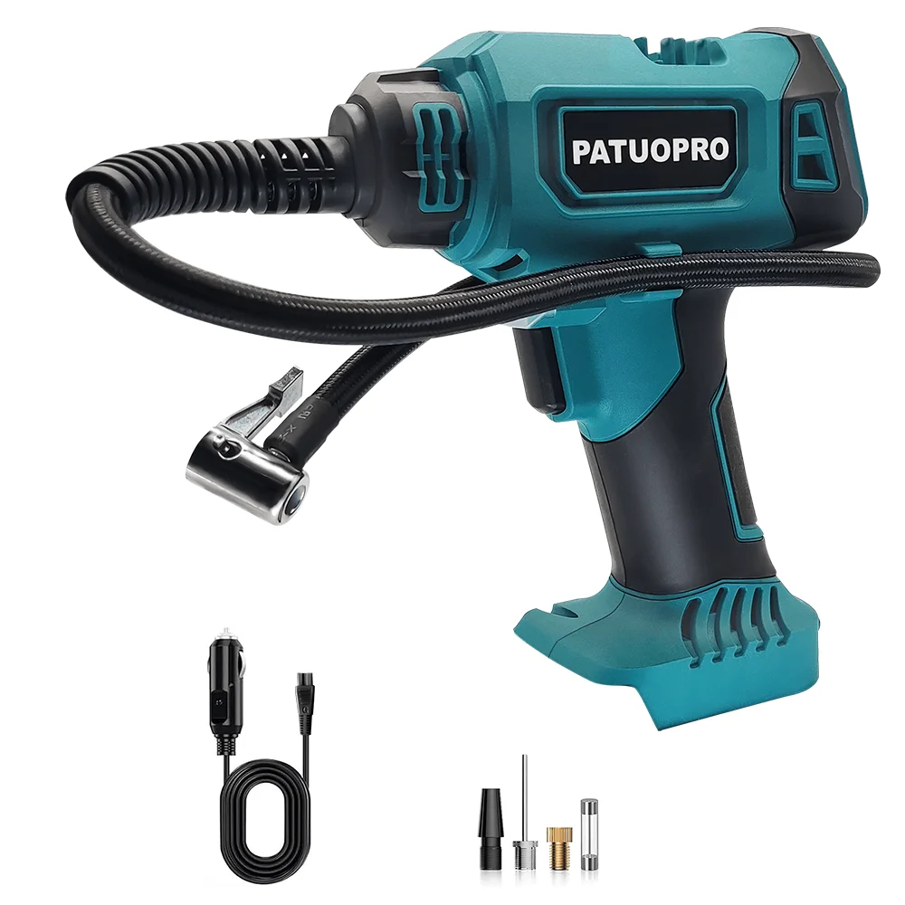 PATUOPRO cordless electric air pump rechargeable automatic car tire inflator portable home power tool for Makita 18V battery no battery