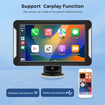 7 Inch Car Radio Portable Wireless Apple CarPlay Android Auto Stereo Multimedia Touch Screen Bluetooth Navigation