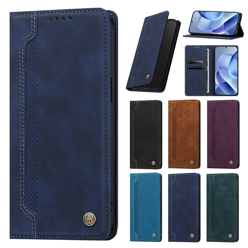 Luxury Magnetic Wallet Phone Case with Card Holder and Book Cover Design