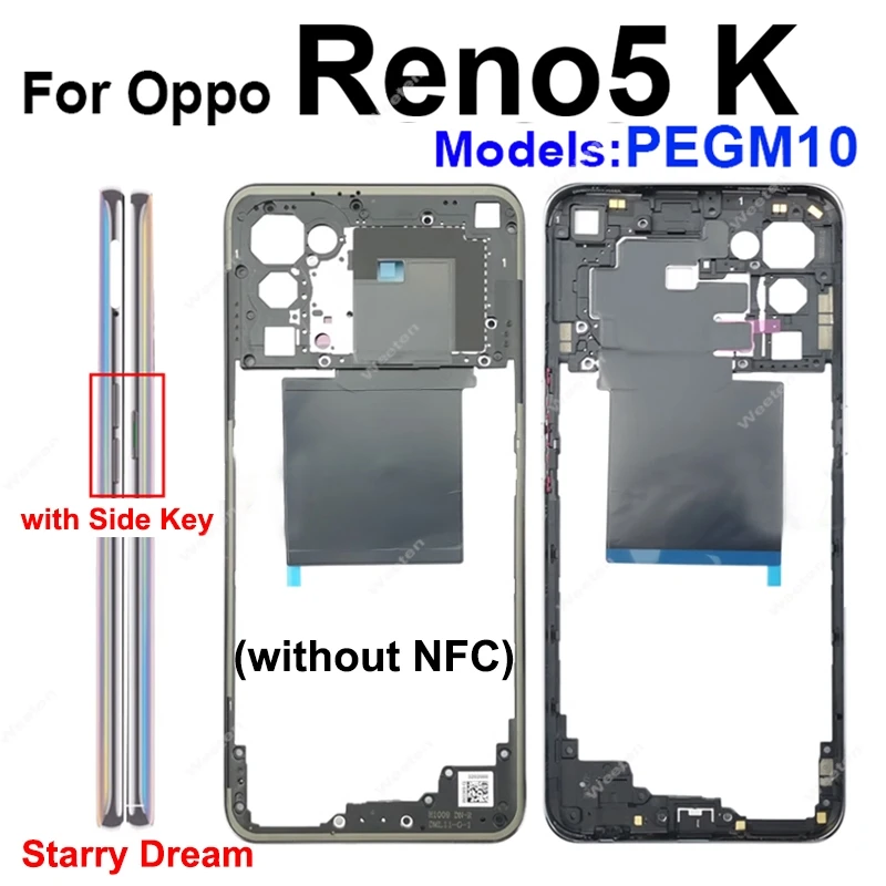 For OPPO Reno 5 5K 5F 5Z 5G Middle Housing Frame Cover