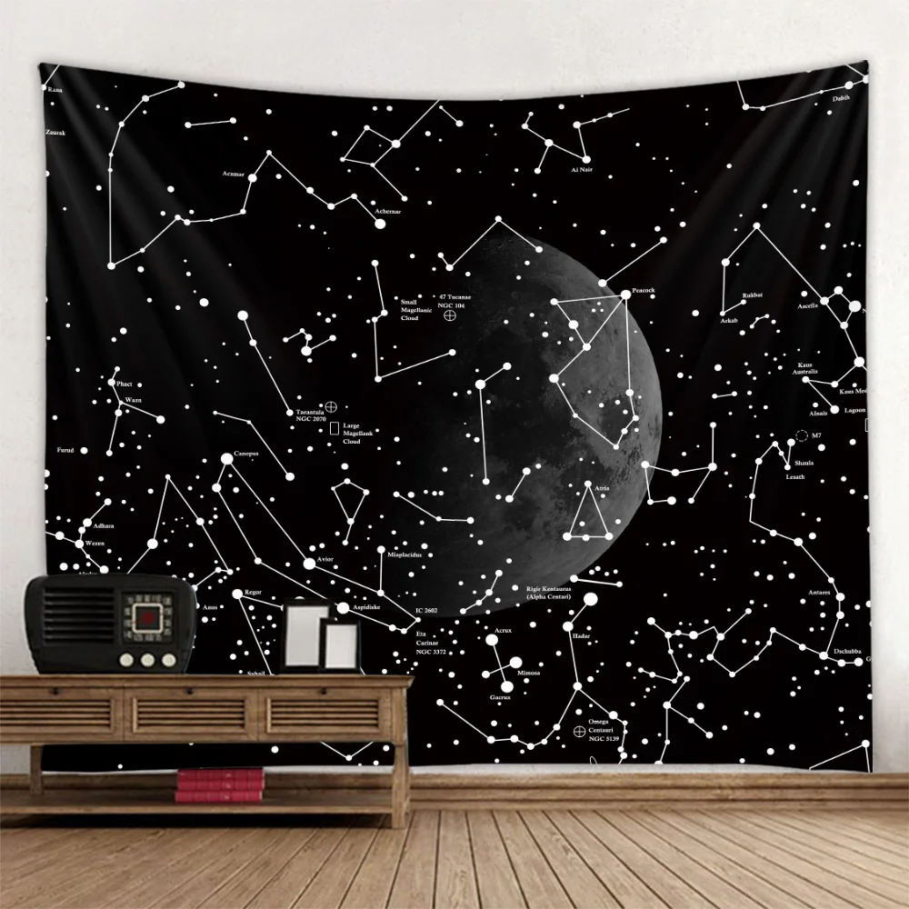 

Black Universe Starry Sky Tapestry Wall hanging Galaxy Psychedelic Witchcraft Astrology Wall Cloth Beach Blanket Home Decor