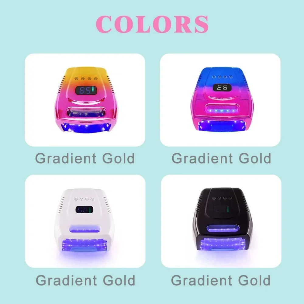 High Power 96W Cordless Rechargeable Wireless LED UV Nail Lamp For Gel Nail Polish Dryer Nail Lamp for Salon 6