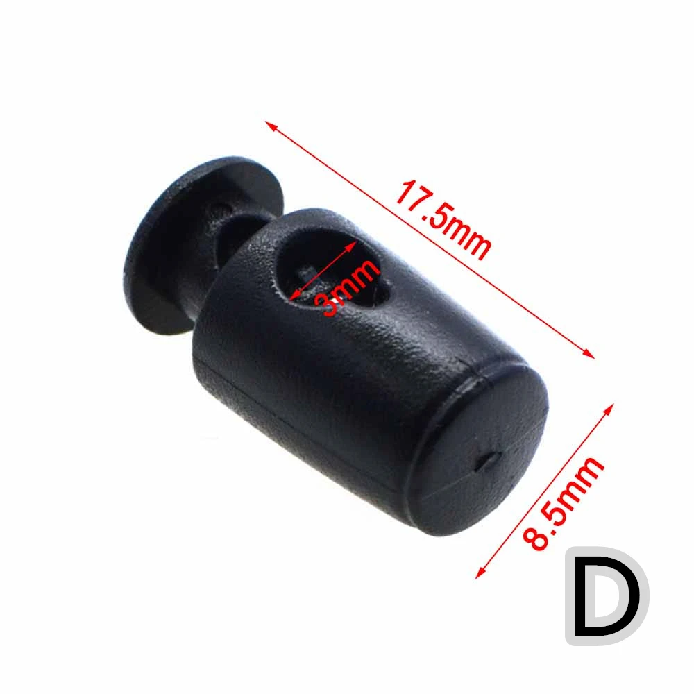 10 Stück/Packung Kordelverschluss Toggle Clip Stopper Kunststoff Schwarz für Taschen/Kleidung – Detail 5