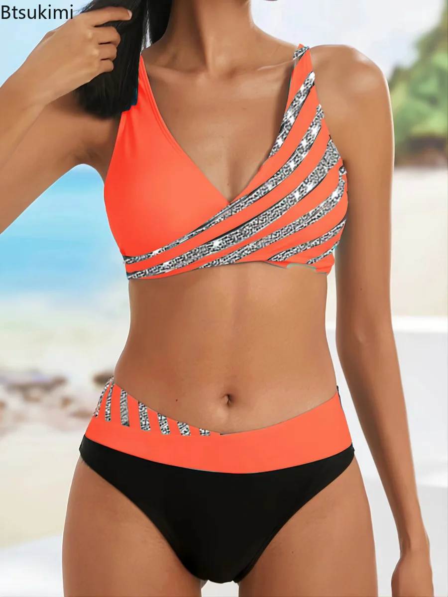 

New 2023 Women Sexy Stripe Bikini Female Summer Swimsuit Two Piece Bikini Set Beachwear Swim Suit Swimwear Brazil Bathing Suit