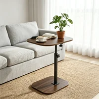 Table d'appoint en forme de C à hauteur réglable, table d'appoint étroite avec base coulissante, petite table d'appoint pour canapé pour salon, chambre et petits espaces 4