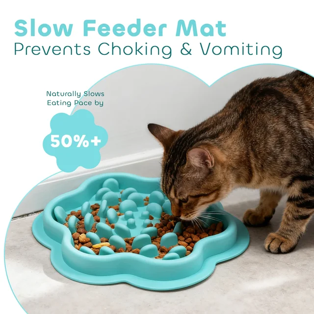 Pet cat and dog gluttony bowl dog slow food cat and dog bowl edible silicone bowl slow food mat anti-knock over neck plate 6
