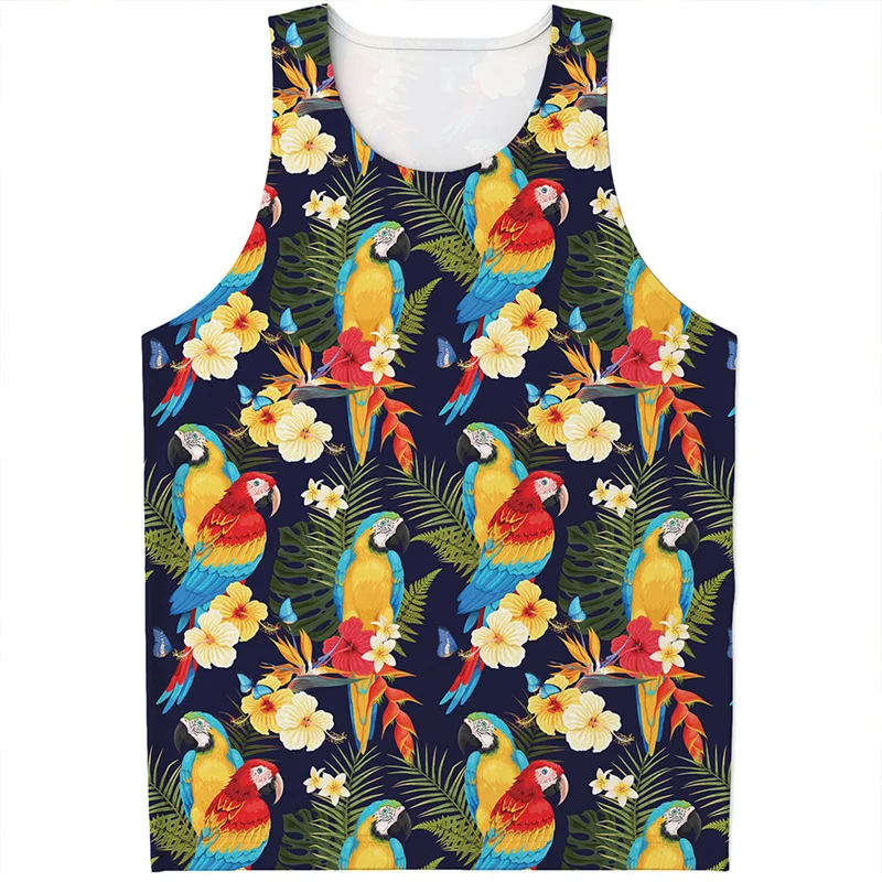 

Parrot Toucan Tropical Tank Top Men Children Summer 3D Printed Hawaiian Plants Vest Street Quick Dry Sleeveless T-Shirt Tops