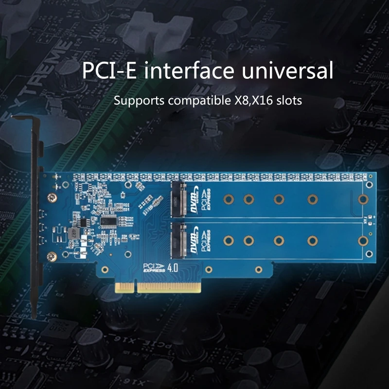 

Адаптер M.2 NVMe SSD на PCIe3.0 X8 X16, карта 32 Гбит/с, SSD PCI Express конвертер, поддержка M key B & M key для 2230-42-60-80-110