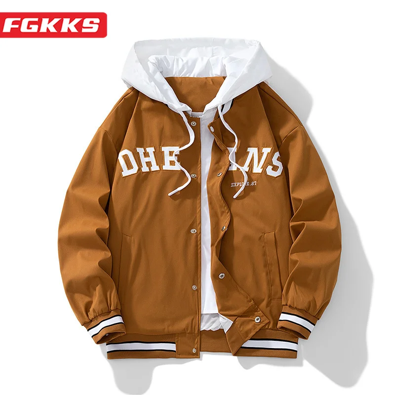 

FGKKS 2023 Outdoor Casual Jacket For Men Cotton Plus Fleece Slim Hooded Coat High Quality Design Hot Casual Jacket For Men