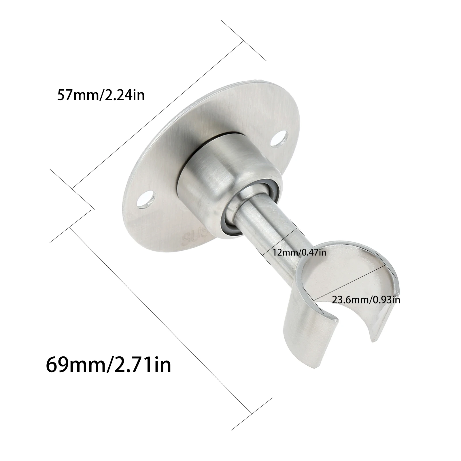 Staffa Doccia Fissa 2 Pezzi - Regolabile Per Soffione, Argento, Materiale ABS