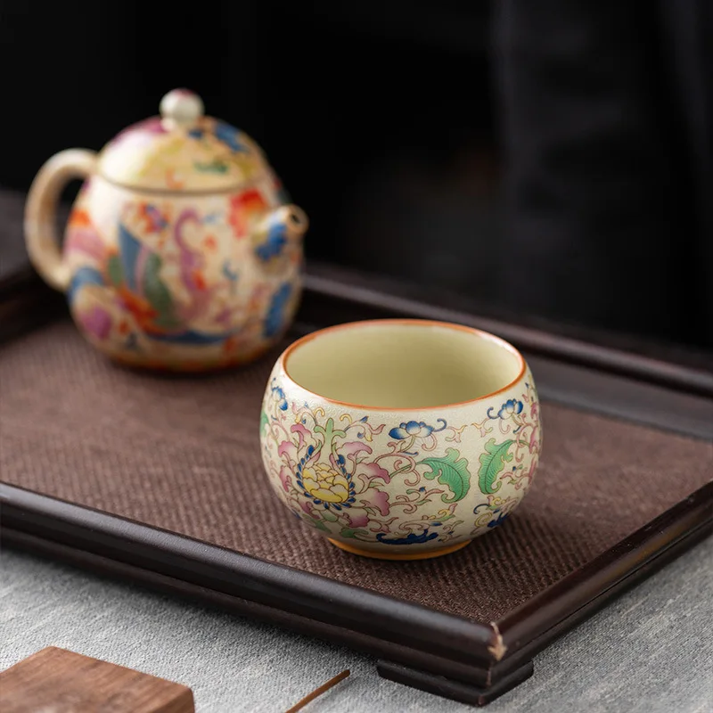 Chinese Kungfu Tea Cups Pottery Vintage Jingdezhen Cup Ceramic Teaware Teacups Ceramica Color Enamel Master Teacup