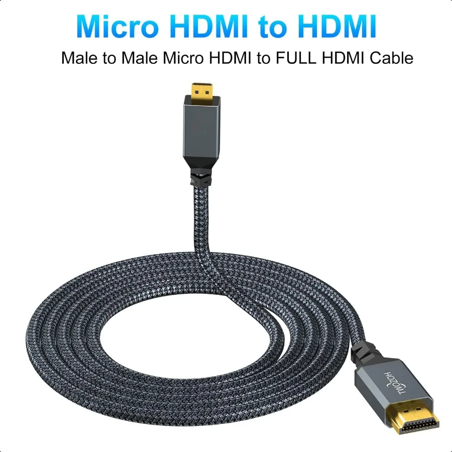 30FT Micro HDMI to HDMI Braided Cable for GoPro