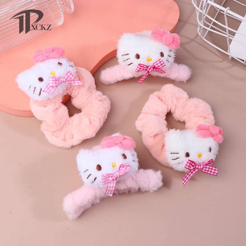 

Плюшевая заколка для волос «Hello Kitty», заколка для волос с розовым бантом, заколка для волос с акулой, заколки для девочек, женские аксессуары для волос