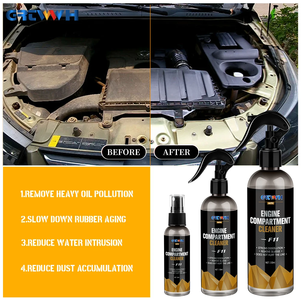 10/30/50/100/300ml Car Engine Bay Cleaner Remove Heavy Oil Dust Engine