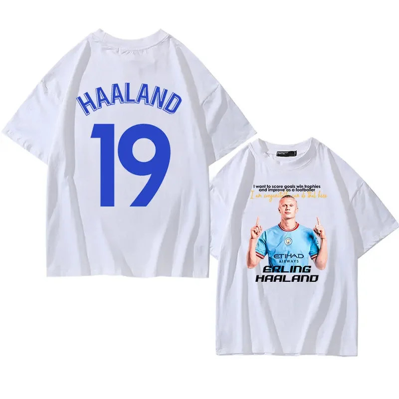 

Football Player Erling Haaland 19 Summer T Shirt Men Women Loose Casual Tee Short Sleeve Cotton Fans Clothing