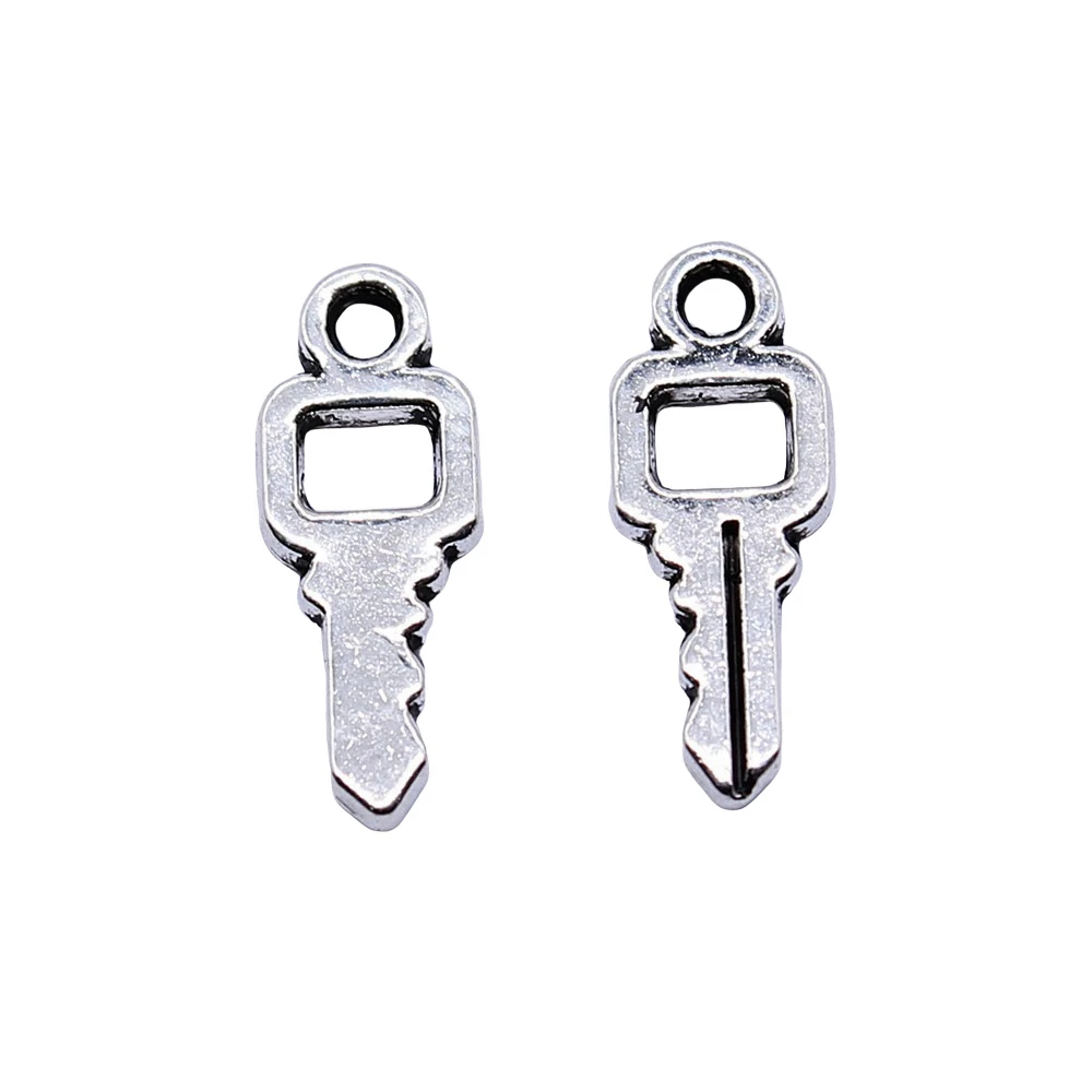 

20pcs/lot 6x16mm Key Charms For Jewelry Making Antique Silver Color 0.24x0.63inch