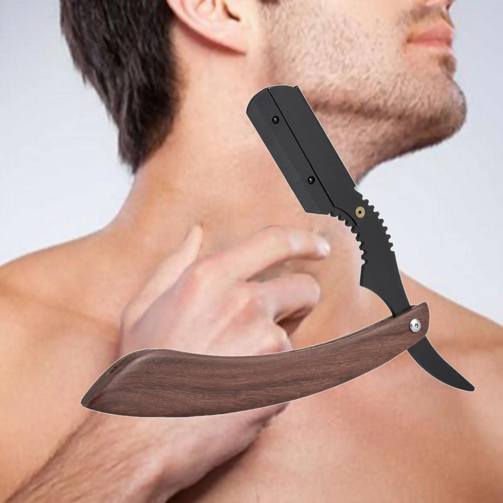 Straight Edge for Man Wood Handle Shaving Knife Stainless Steel Durable