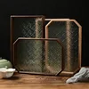 Begonia embossed glass walnut rectangular tea tray storage ornament, tea cup, fruit snack wood decorative tray large 1