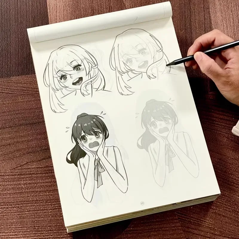 Libro di disegno anime da 72 pagine per bambini, quaderno per schizzi manga, quaderno di esercizi artistici per principianti - immagine 2