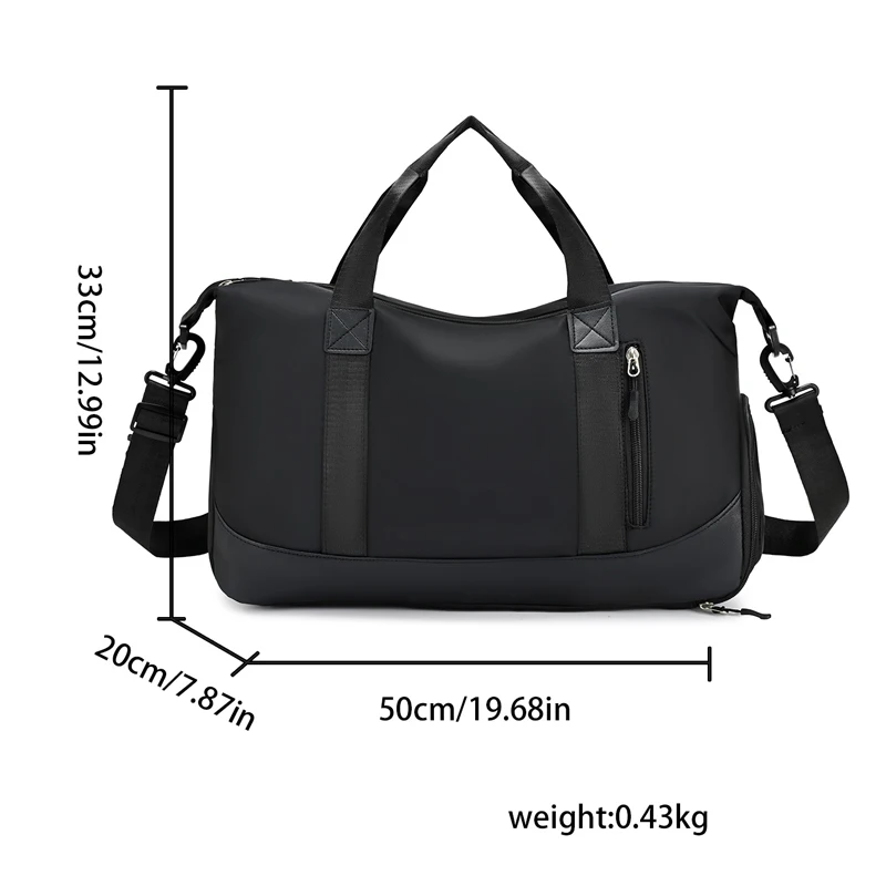 Large handbag with adjustable shoulder strap, suitable for outdoor multifunctional use, zipper closure, travel bag, independent