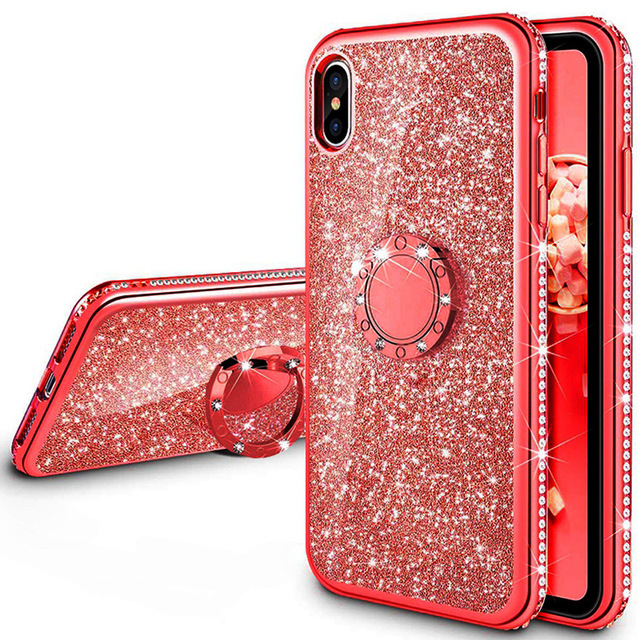 Holder Silicone Case for OPPO A52 A53s A72 A92 A1K A3S A5S Diamond Glitter Cover OPPO A16 S A54S A31 A9 2020 A91 A83 Coque