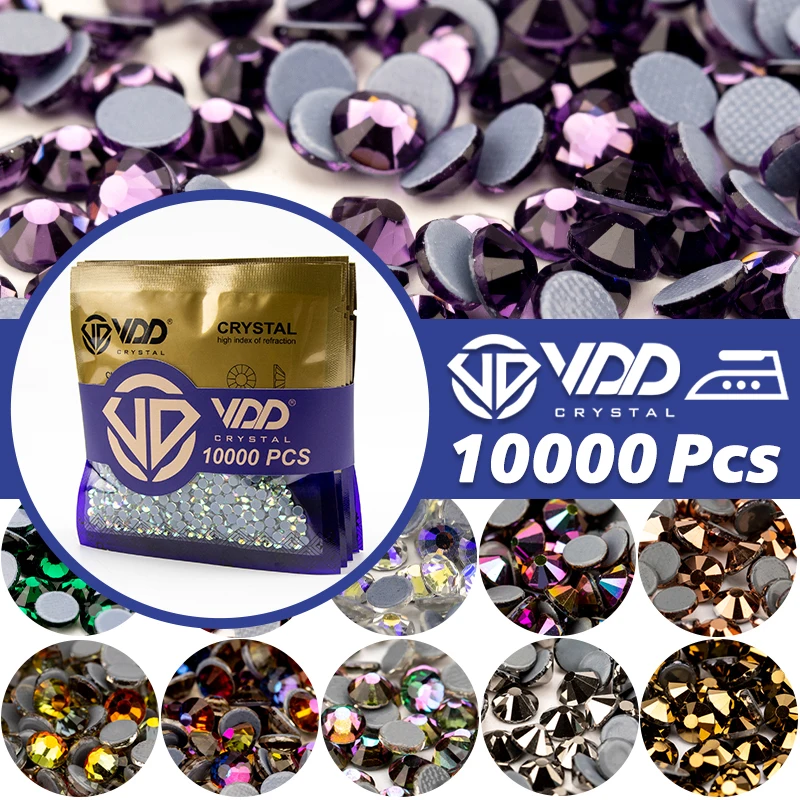 VDD 10000Pcs Bulk Wholesale High Quality Glass Crystal Hot Fix Rhinestones Flatback Glitter Strass Stones For DIY Fabric Garment