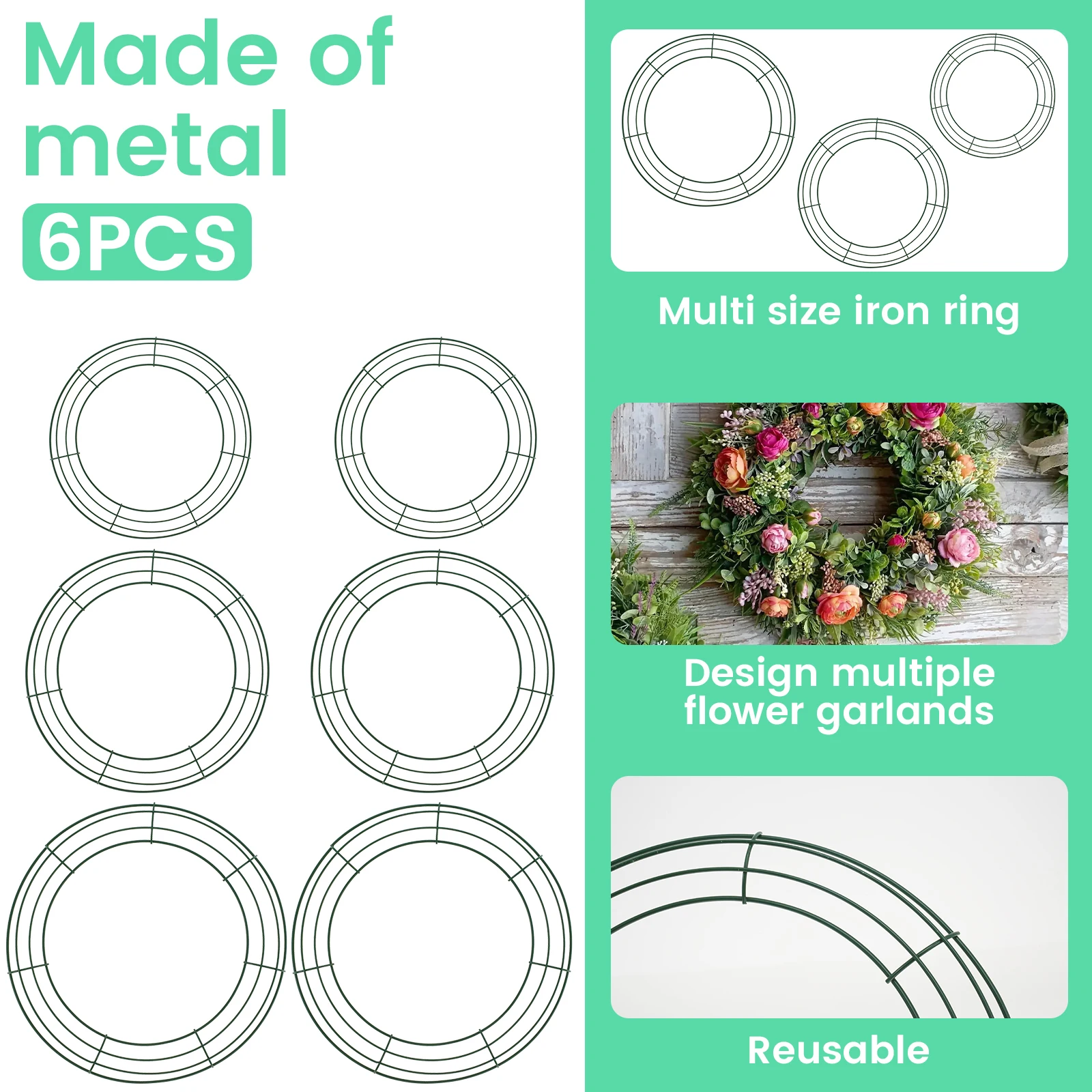 6pcs Wreath Frames Wreath Making Rings 20/25/30cm Christmas Wreath Thanksgiving Fall Wreath DIY Home Decor for Door Wall Outdoor