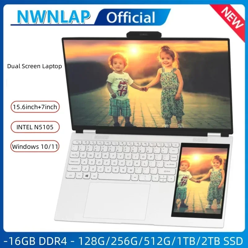 

Dual Screen Laptop 15.6 Inch + 7 Inch Touch Screen Intel N95 Processor Gaming Laptop DDR4 16GB 128G -2TB SSD Notebook Computer