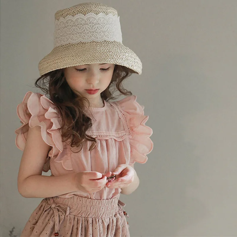 

2024 Summer Strawberry Shan Korean Children's Clothing Children Girl Solid Color Lady Feibian T-shirt Spot Zhengm