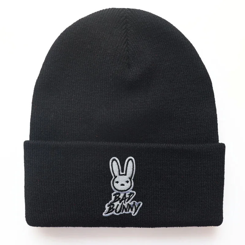 

2024New Hip Hop Y2K Hot Sell Men's And Women's Fall And Winter Fashion Bad Bunny Embroidered Knitted Hat Sleeve Warm Woolen Hats