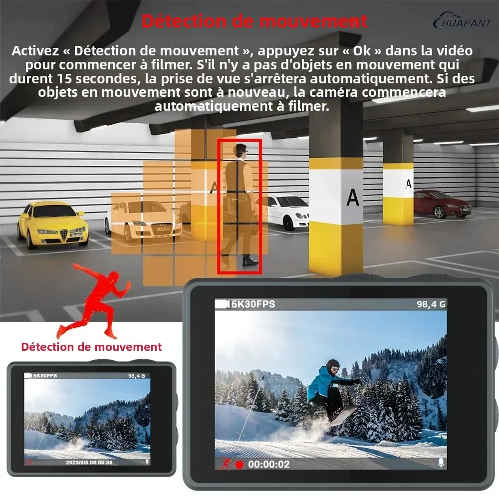 Caméra Action 4K 30fps Étanche 30m avec Écran Tactile - Lot Standard